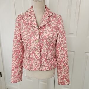 Loft Floral Blazer Pink Cream 6 Retro Hippy